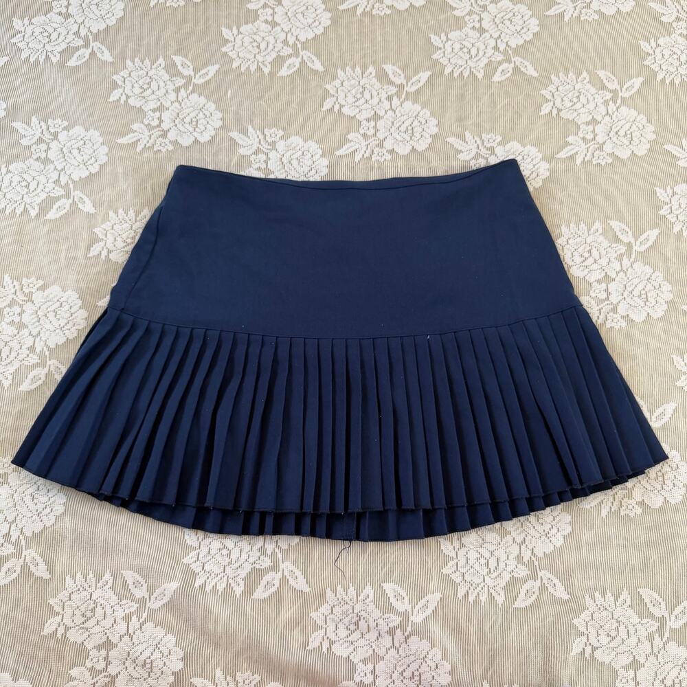 Vintage Y2K Mandee Navy Pleated Mini Skirt Size 9
